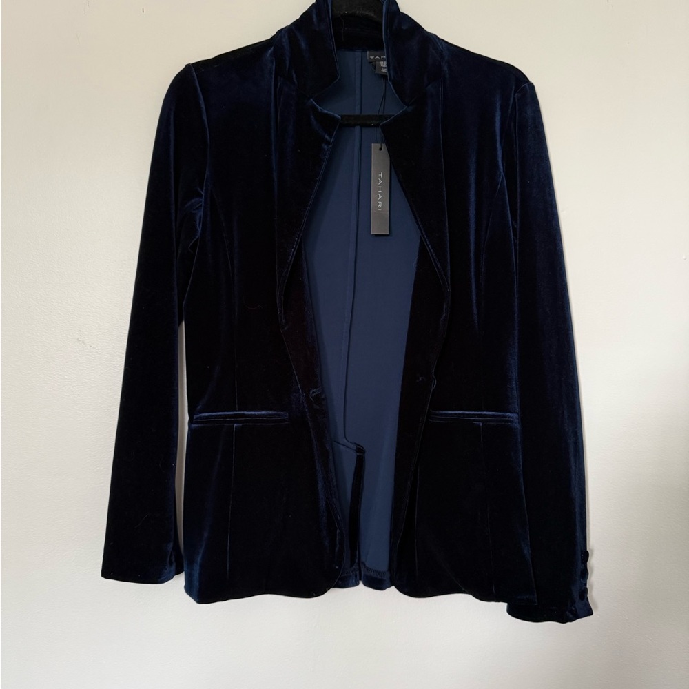 NWT - Tahari Navy Velvet Blazer Jacket